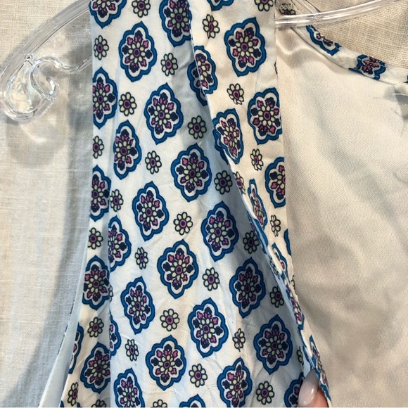 Crescent maxi dress deep v neck aqua paisley print border tassel drawstring M - Picture 9 of 14